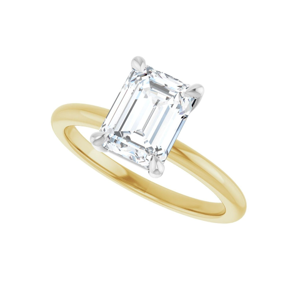 Sapphire Row Lab-Grown Emerald-Cut Diamond Claw-Prong Engagement Ring - 14K Yellow & White Gold, 1 3/4 ctw (view 5)