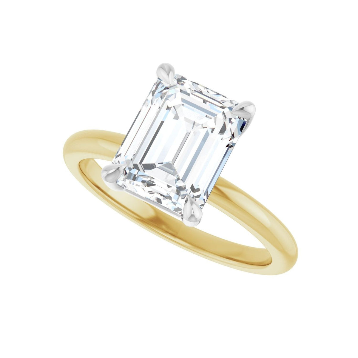 Sapphire Row Lab-Grown Emerald-Cut Diamond Claw-Prong Engagement Ring - 14K Yellow & White Gold, 2 1/2 ctw (view 5)