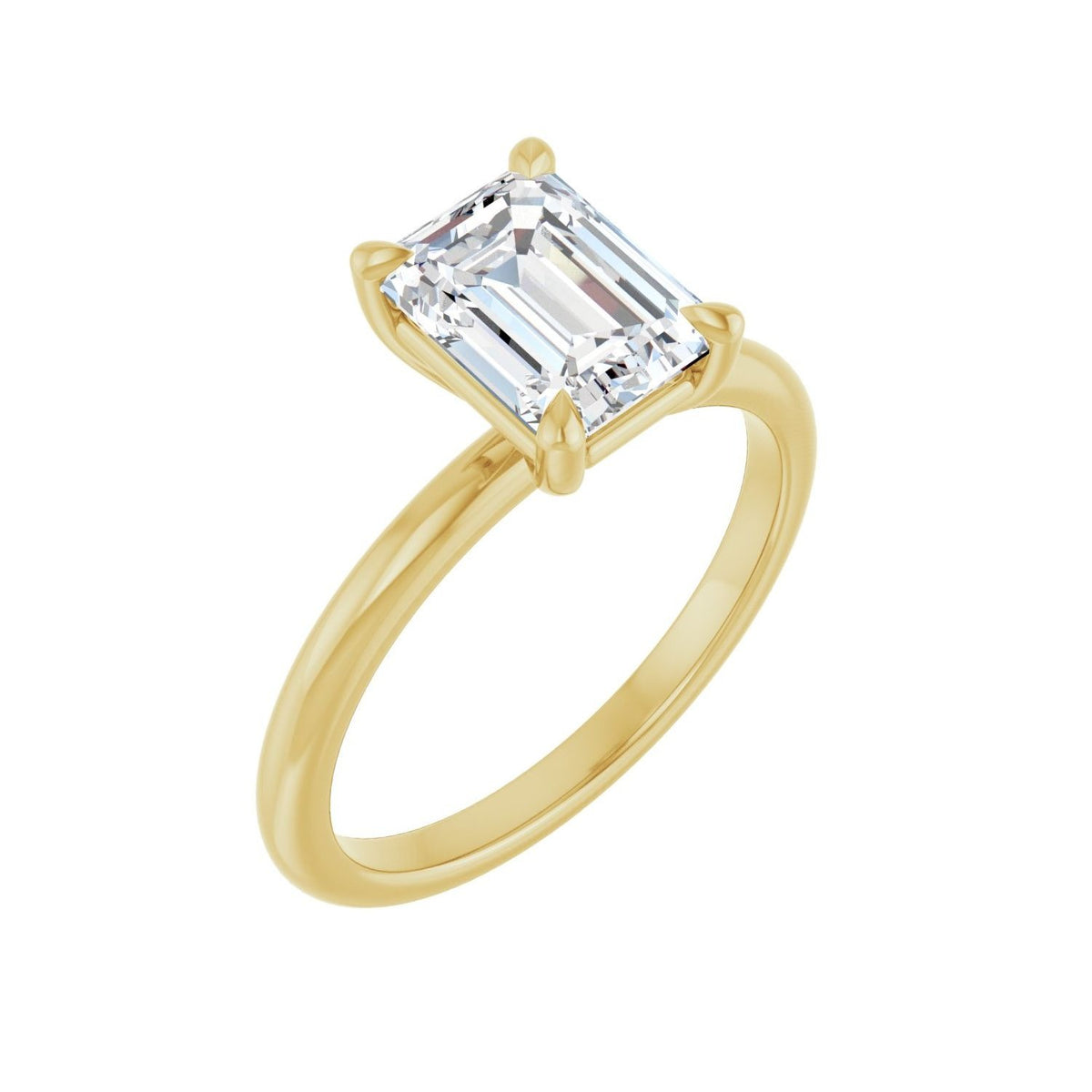 Sapphire Row Lab-Grown Emerald-Cut Diamond Claw-Prong Engagement Ring - 14K Yellow Gold, 1 3/4 ctw