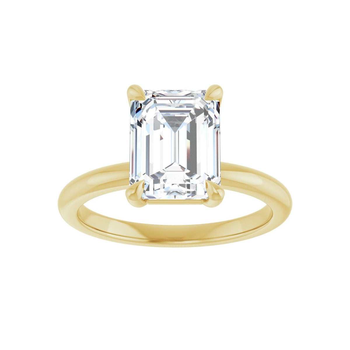 Sapphire Row Lab-Grown Emerald-Cut Diamond Claw-Prong Engagement Ring - 14K Yellow Gold, 2 1/2 ctw (view 3)