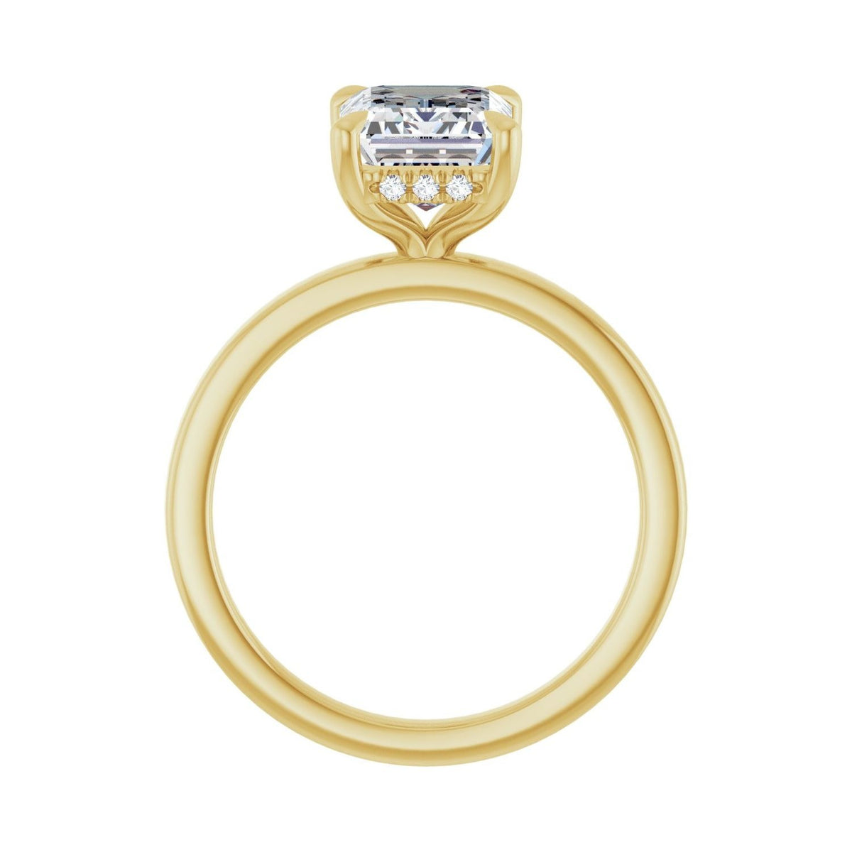 Sapphire Row Lab-Grown Emerald-Cut Diamond Claw-Prong Hidden Halo-Style Engagement Ring - 14K Yellow Gold, 2 5/8 ctw (view 2)