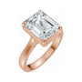 Sapphire Row Lab-Grown Emerald-Cut Diamond Claw-Prong Solitaire Bezel-Style Engagement Ring - 14K Rose Gold