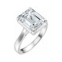 Sapphire Row Lab-Grown Emerald-Cut Diamond Claw-Prong Solitaire Bezel-Style Engagement Ring - 14K White Gold