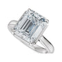Sapphire Row Lab-Grown Emerald-Cut Diamond Claw-Prong Solitaire Bezel-Style Engagement Ring - 14K White Gold (view 5)