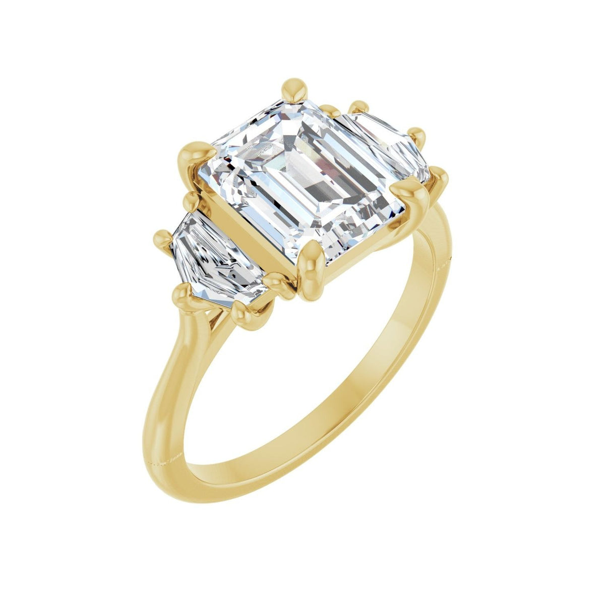 Sapphire Row Lab-Grown Emerald-Cut Diamond Claw-Prong Three-Stone Engagement Ring - 14K Yellow Gold, 3 ctw