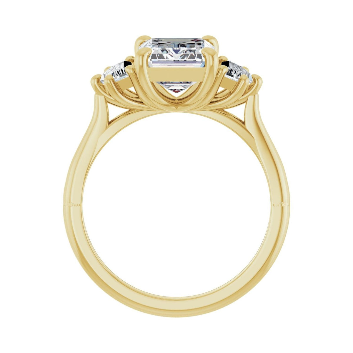 Sapphire Row Lab-Grown Emerald-Cut Diamond Claw-Prong Three-Stone Engagement Ring - 14K Yellow Gold, 3 ctw (view 2)