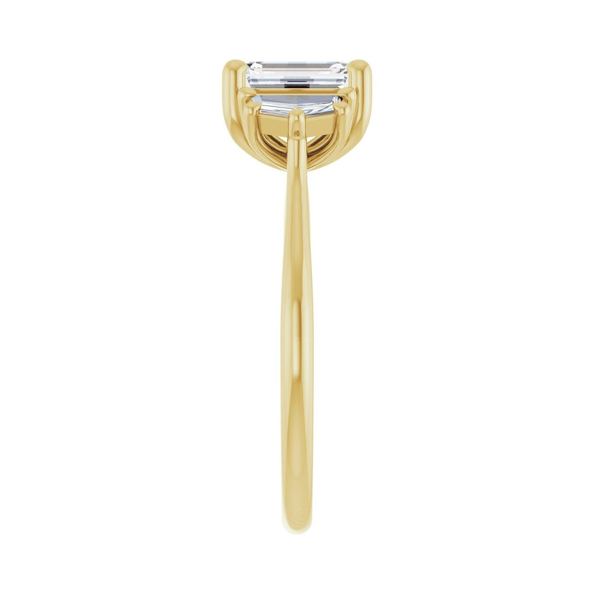 Sapphire Row Lab-Grown Emerald-Cut Diamond Claw-Prong Three-Stone Engagement Ring - 14K Yellow Gold, 1 1/2 ctw (view 4)