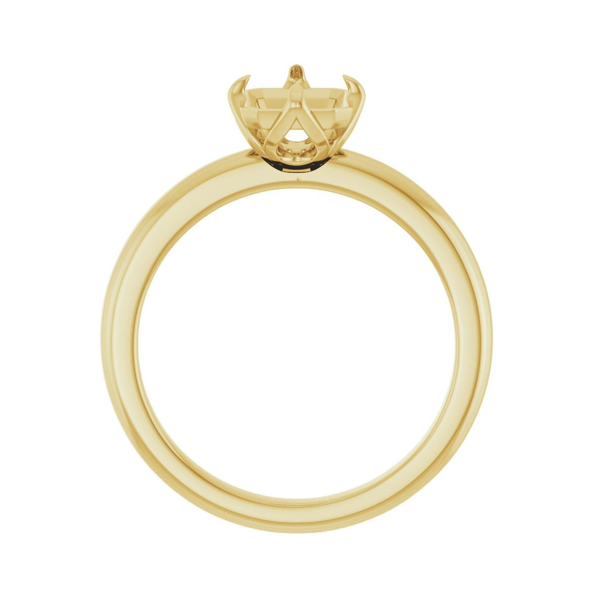 Sapphire Row Lab-Grown Emerald-Cut Diamond Compass-Set Claw-Prong Solitaire Engagement Ring - 14K Yellow Gold (view 2)