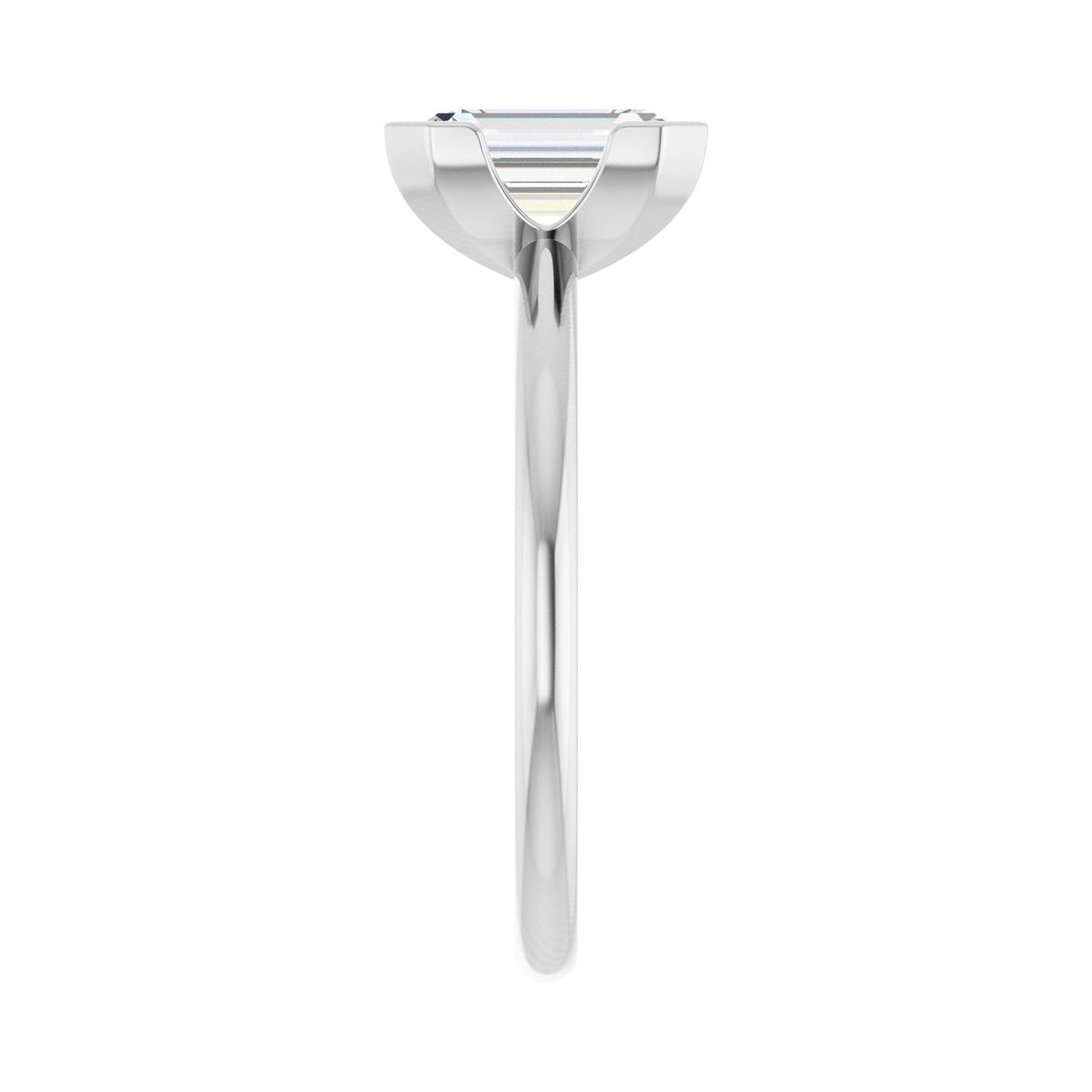 Sapphire Row Lab-Grown Emerald-Cut Diamond Half-Bezel Engagement Ring - 14K White Gold, 1 3/4 ctw (view 4)
