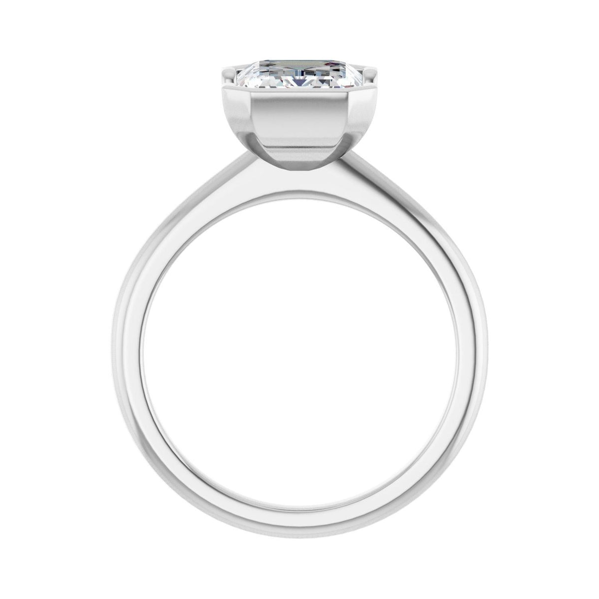 Sapphire Row Lab-Grown Emerald-Cut Diamond Half-Bezel Engagement Ring - 14K White Gold, 2 1/2 ctw (view 2)