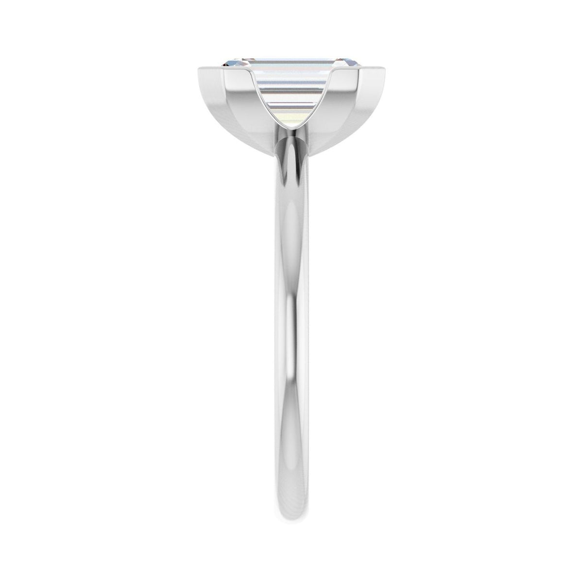 Sapphire Row Lab-Grown Emerald-Cut Diamond Half-Bezel Engagement Ring - 14K White Gold, 2 1/2 ctw (view 4)