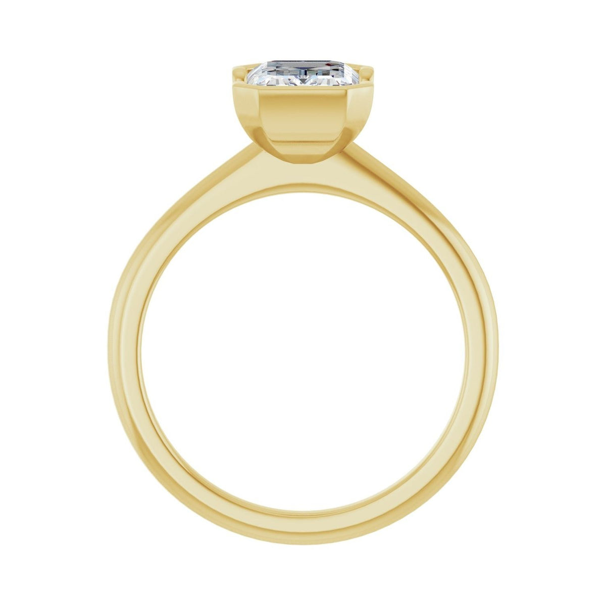 Sapphire Row Lab-Grown Emerald-Cut Diamond Half-Bezel Engagement Ring - 14K Yellow Gold, 1 3/4 ctw (view 2)