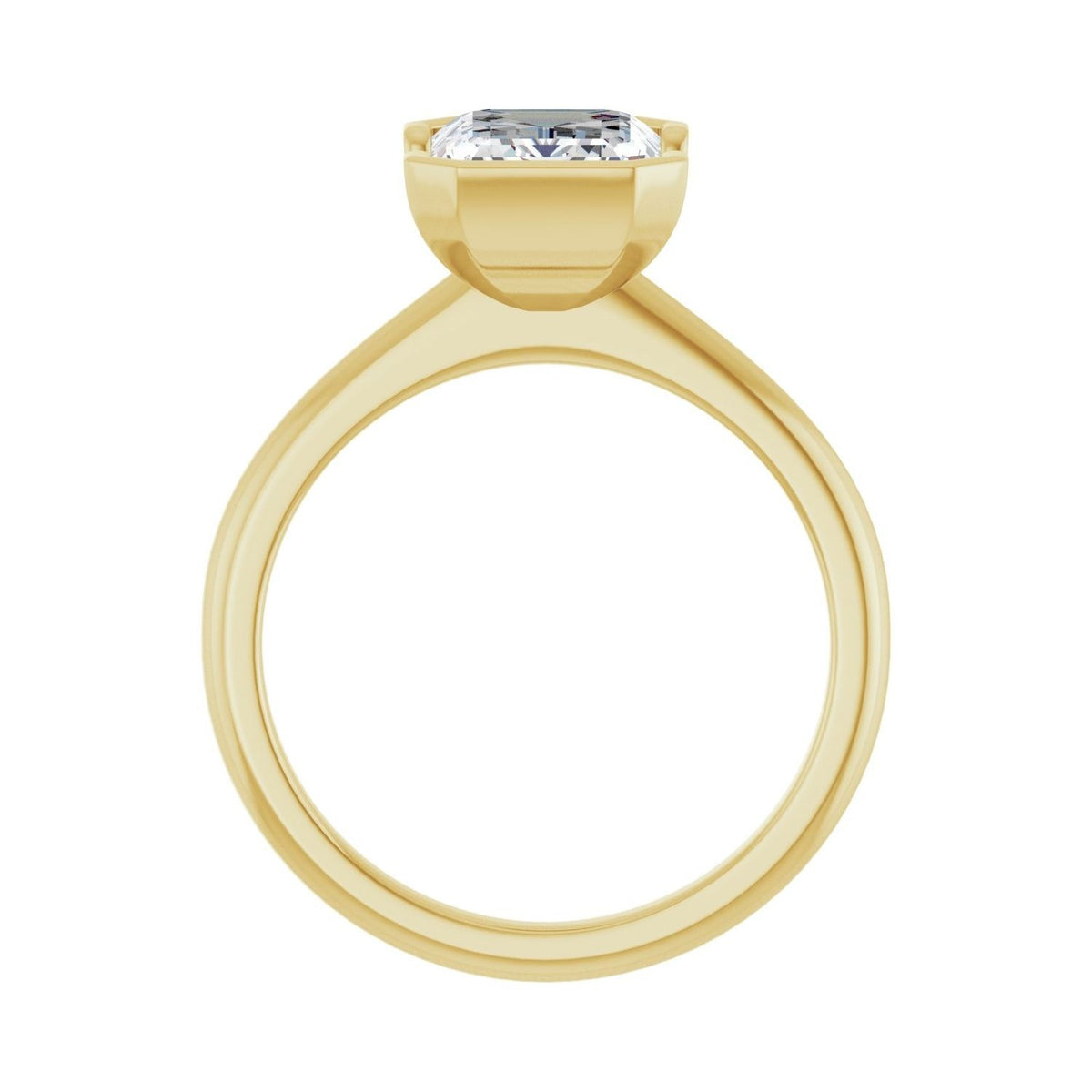 Sapphire Row Lab-Grown Emerald-Cut Diamond Half-Bezel Engagement Ring - 14K Yellow Gold, 2 1/2 ctw (view 2)