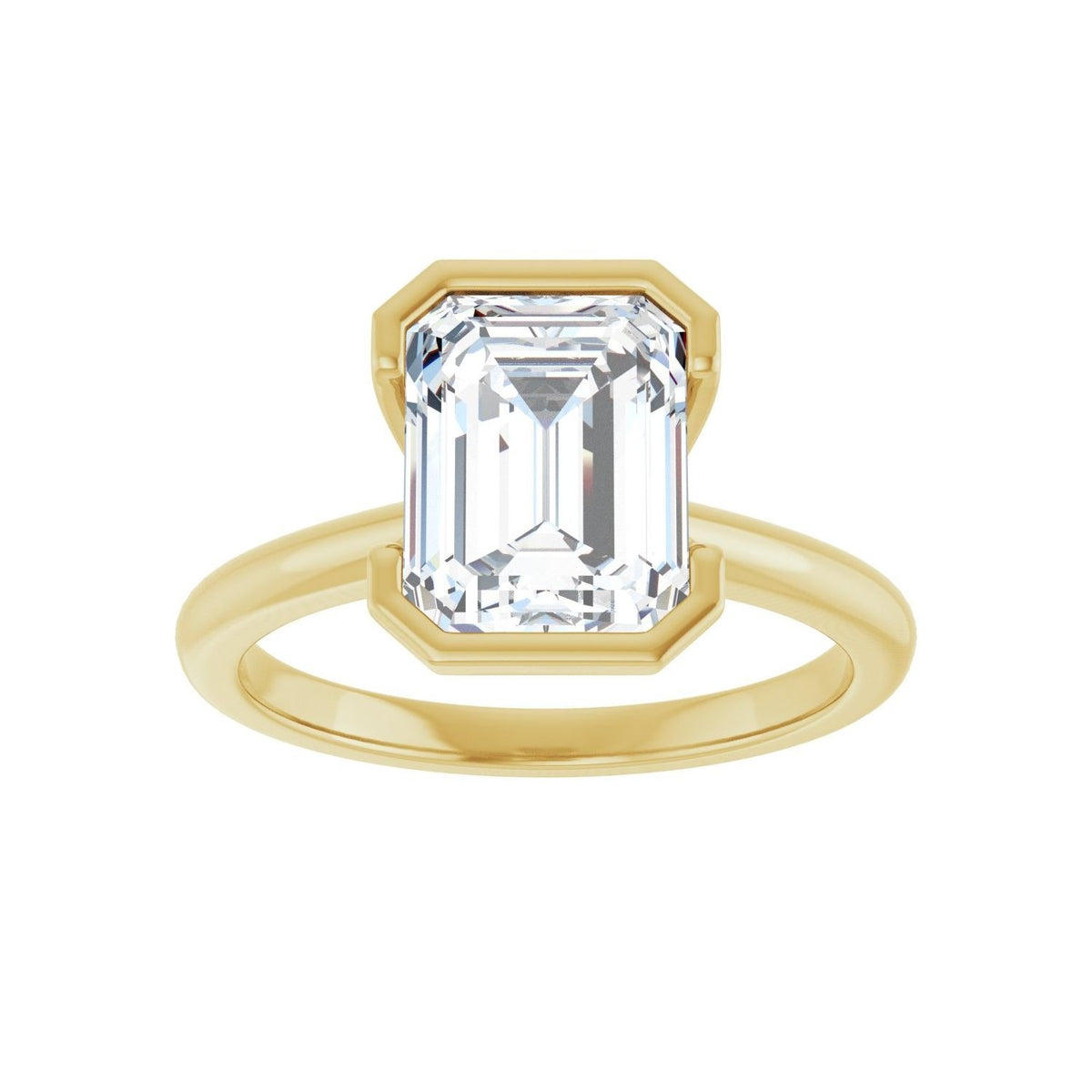 Sapphire Row Lab-Grown Emerald-Cut Diamond Half-Bezel Engagement Ring - 14K Yellow Gold, 2 1/2 ctw (view 3)