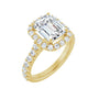Sapphire Row Lab-Grown Emerald-Cut Diamond Halo-Style Engagement Ring - 14K Yellow Gold, 3 1/3 ctw