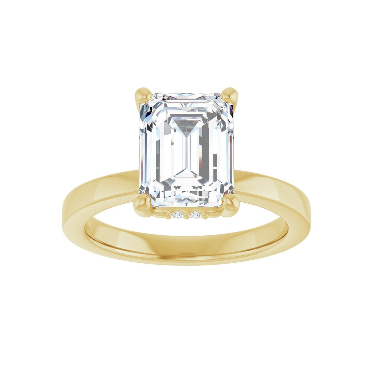 Sapphire Row Lab-Grown Emerald-Cut Diamond Hidden Halo-Style Engagement Ring - 14K Yellow Gold, 2 9/10 ctw (view 3)