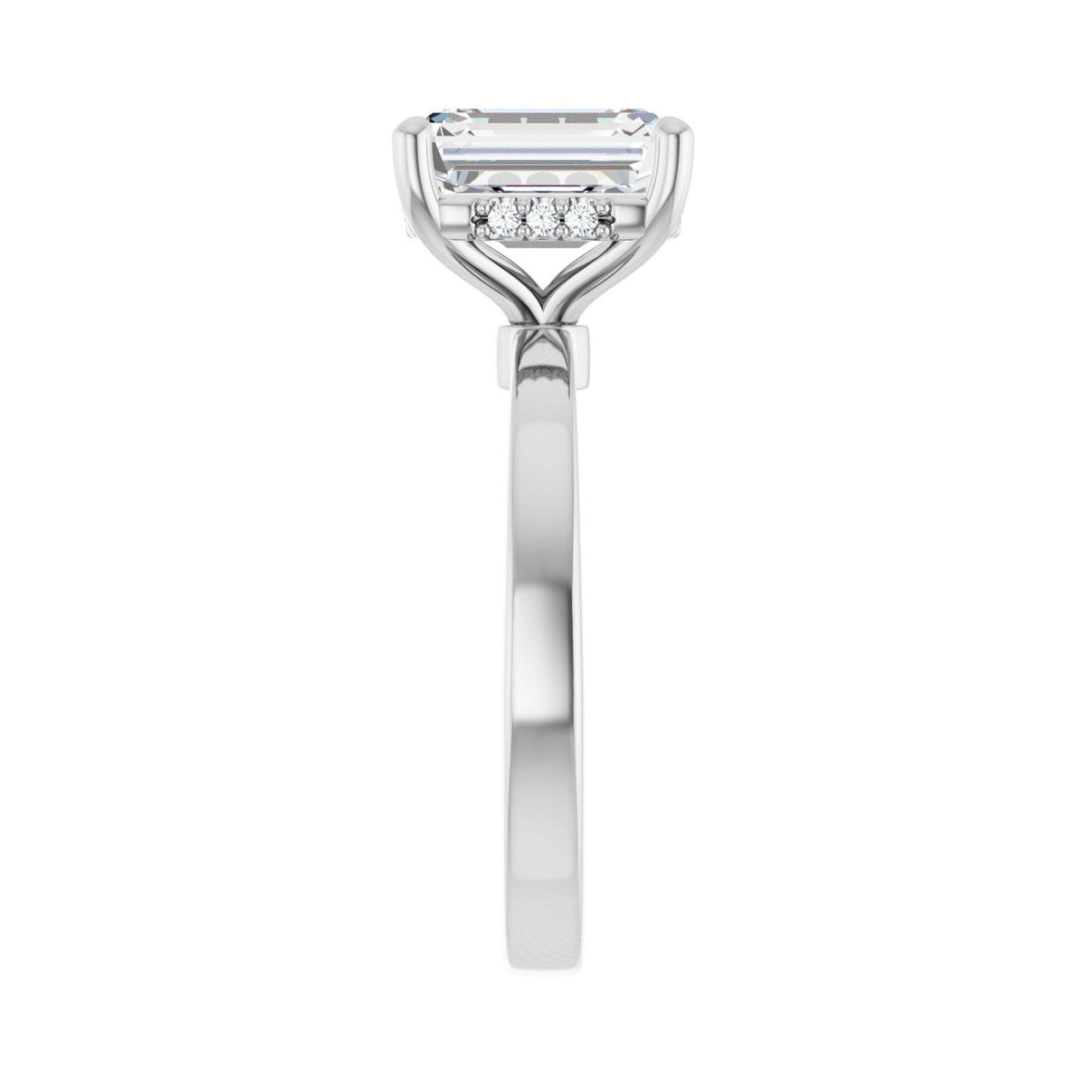 Sapphire Row Lab-Grown Emerald-Cut Diamond Hidden Halo-Style Engagement Ring - 14K White Gold, 2 9/10 ctw (view 4)