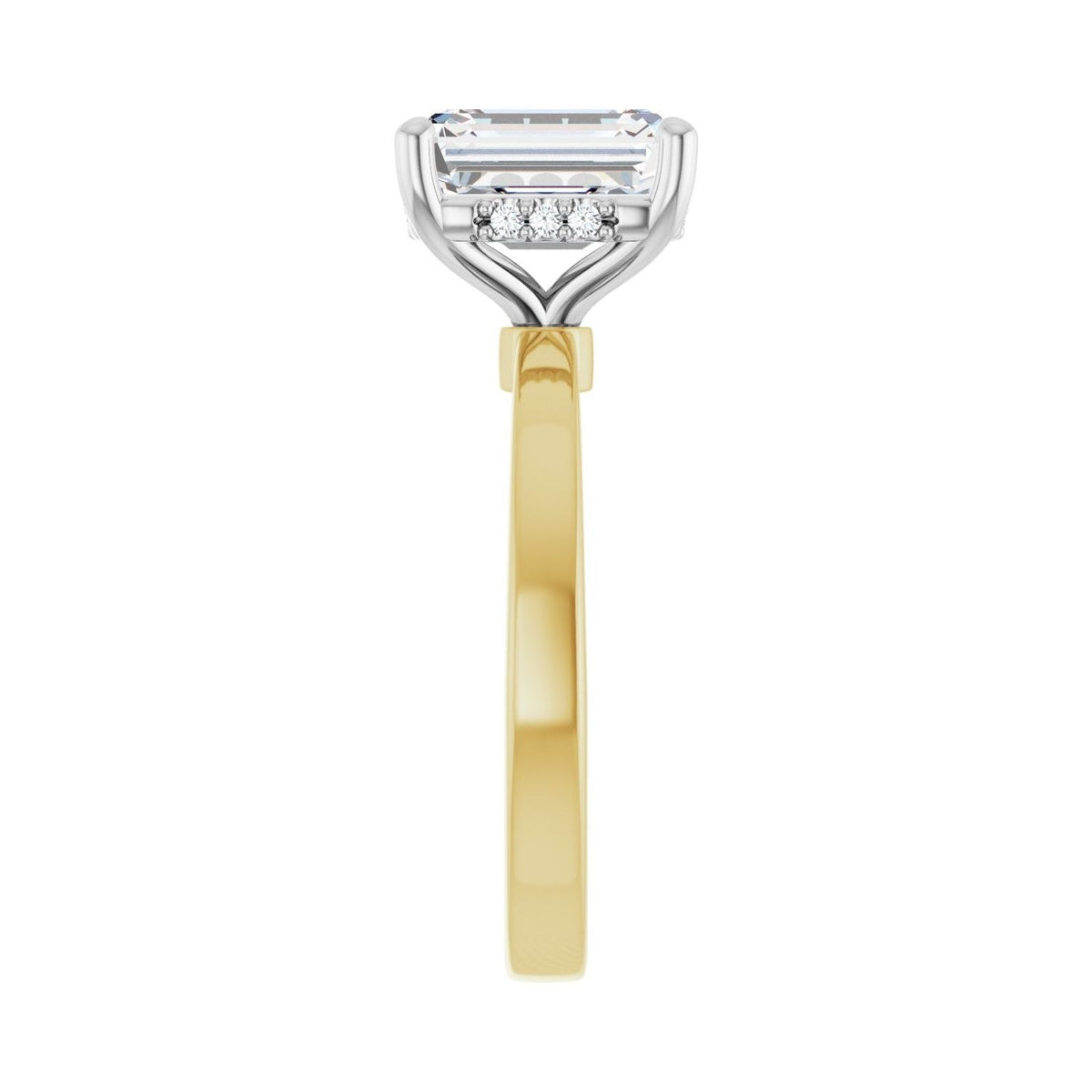 Sapphire Row Lab-Grown Emerald-Cut Diamond Hidden Halo-Style Engagement Ring - 14K Yellow & White Gold, 2 9/10 ctw (view 4)