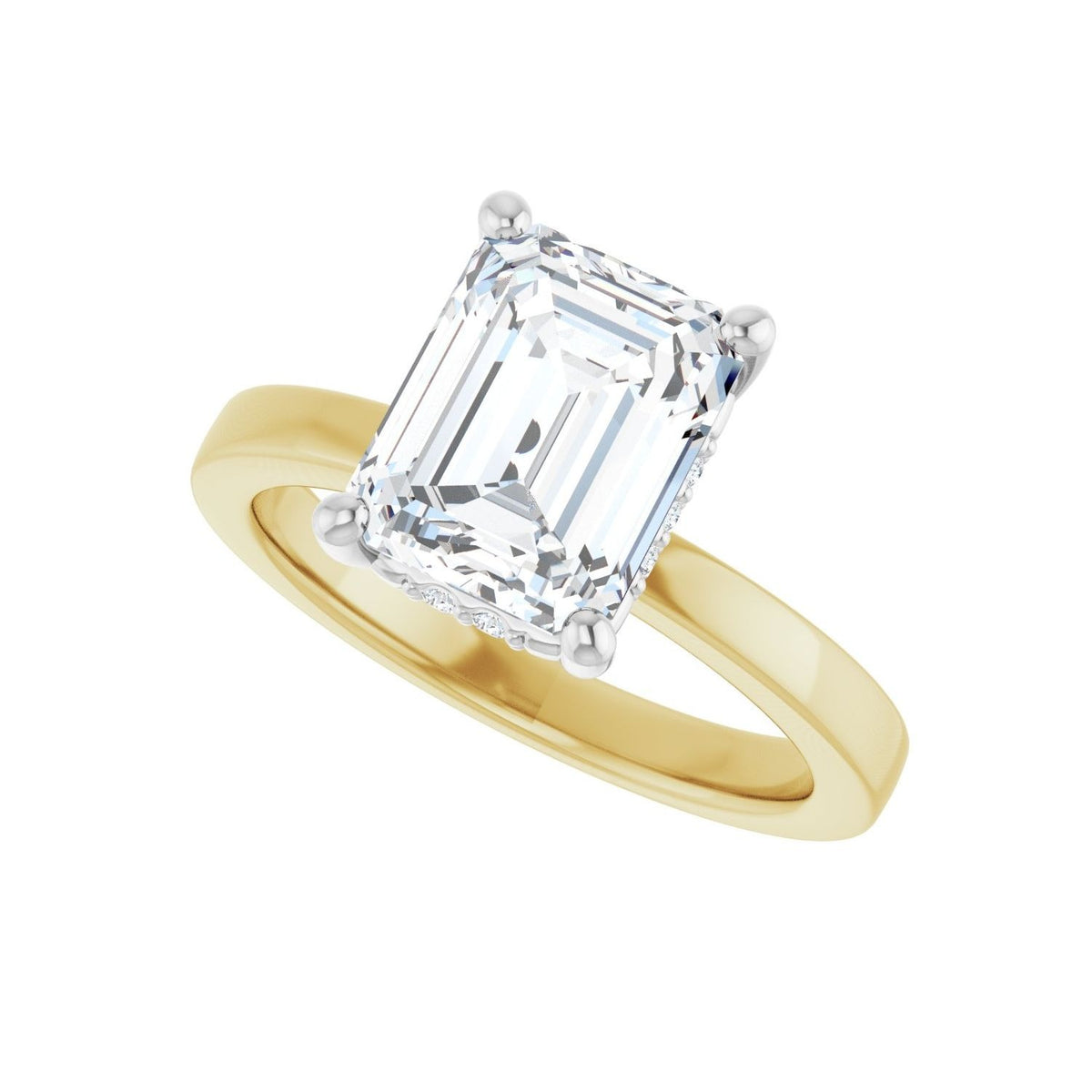 Sapphire Row Lab-Grown Emerald-Cut Diamond Hidden Halo-Style Engagement Ring - 14K Yellow & White Gold, 2 9/10 ctw (view 5)