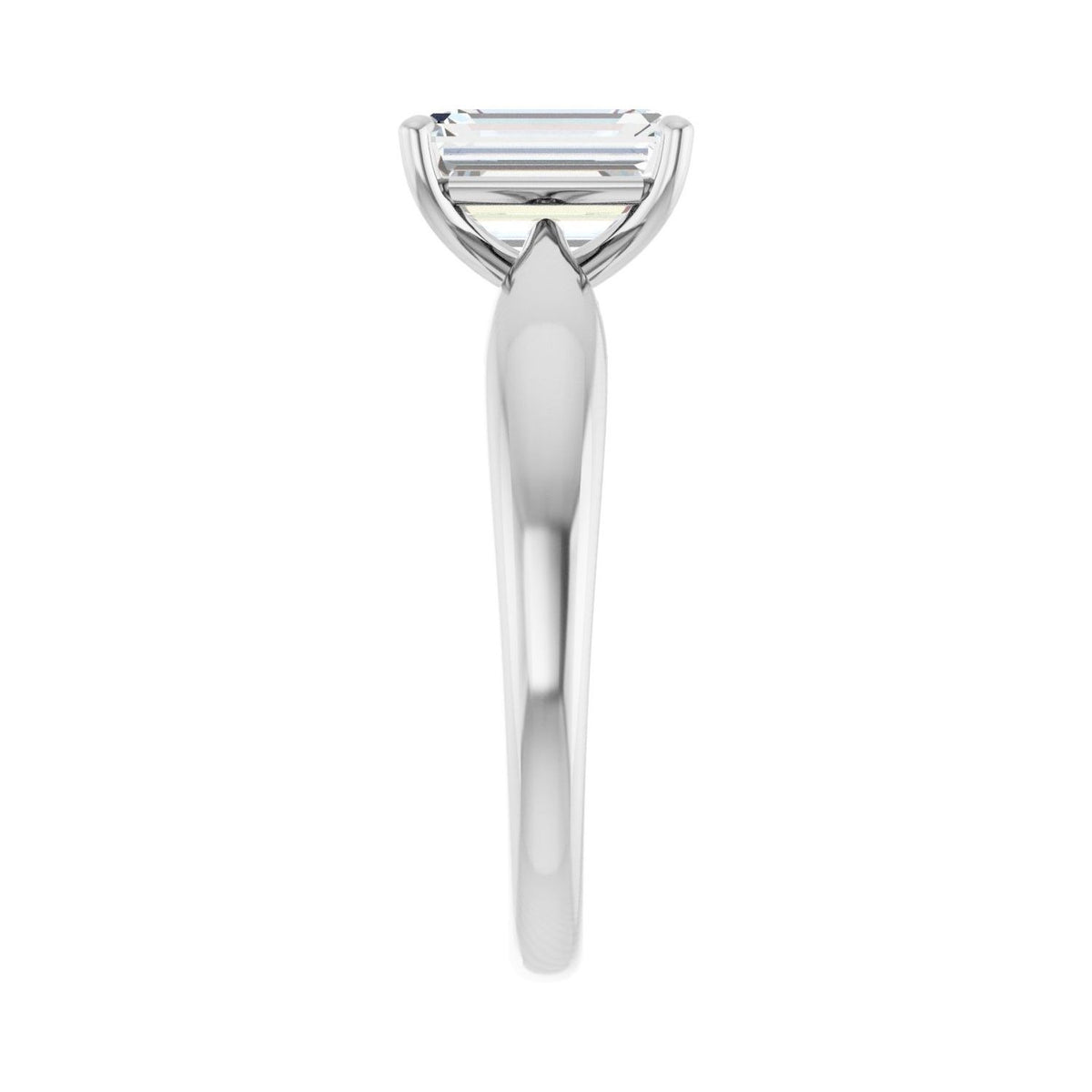 Sapphire Row Lab-Grown Emerald-Cut Diamond Low-Profile Solitaire Engagement Ring - 14K White Gold, 1 3/4 ctw (view 4)