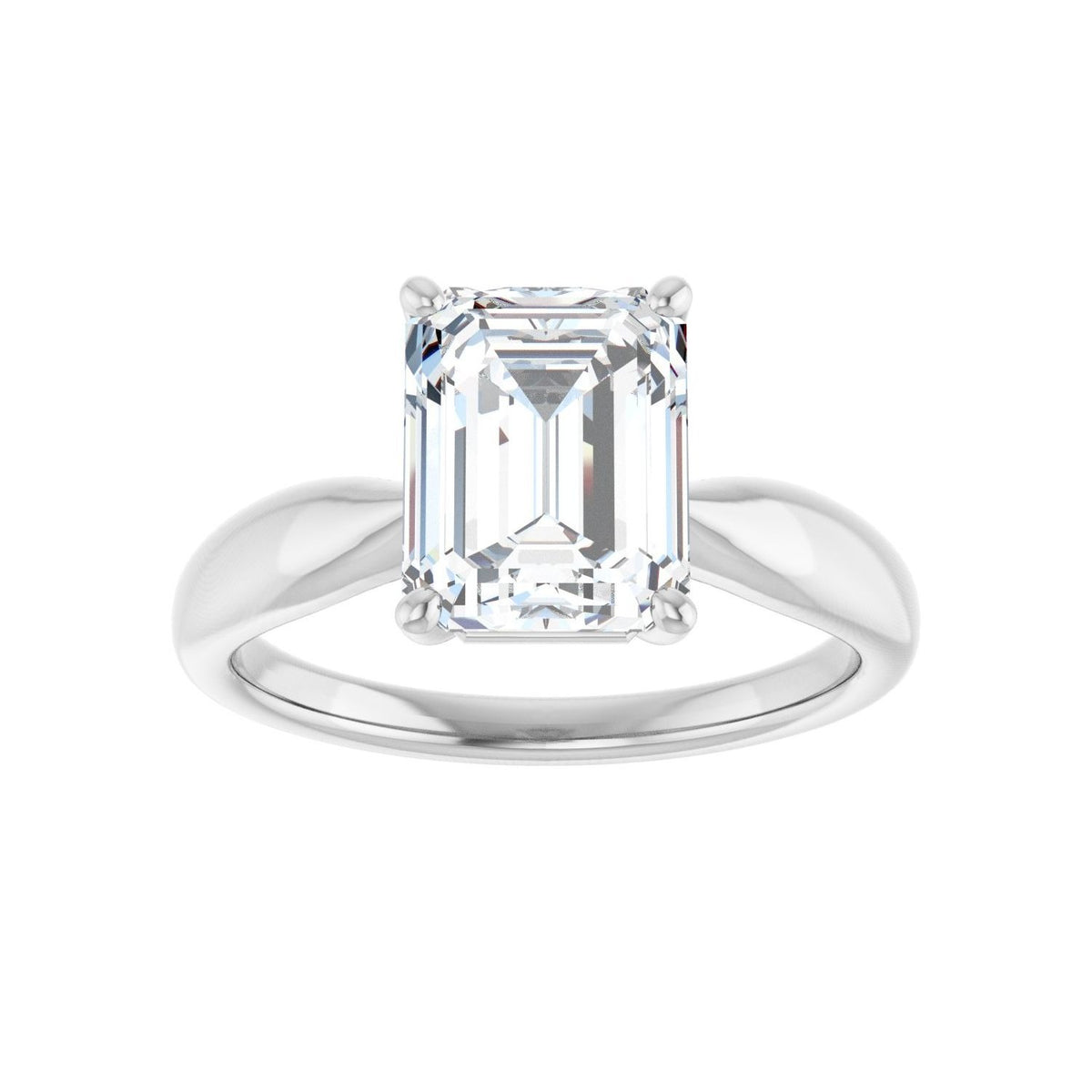 Sapphire Row Lab-Grown Emerald-Cut Diamond Low-Profile Solitaire Engagement Ring - 14K White Gold, 2 1/2 ctw (view 3)