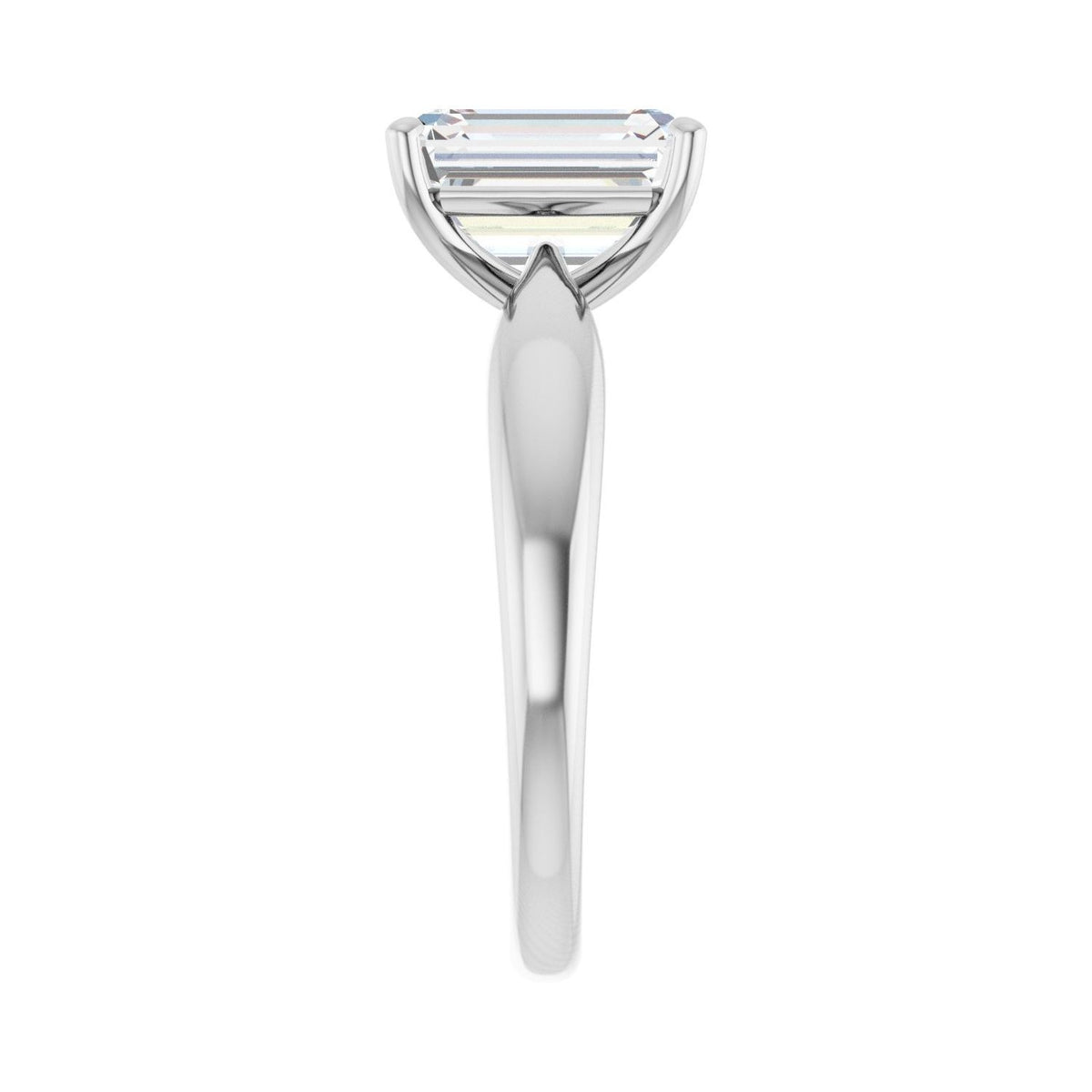 Sapphire Row Lab-Grown Emerald-Cut Diamond Low-Profile Solitaire Engagement Ring - 14K White Gold, 2 1/2 ctw (view 4)