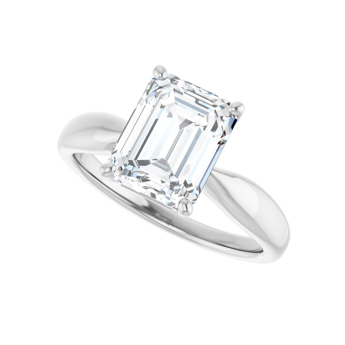 Sapphire Row Lab-Grown Emerald-Cut Diamond Low-Profile Solitaire Engagement Ring - 14K White Gold, 2 1/2 ctw (view 5)