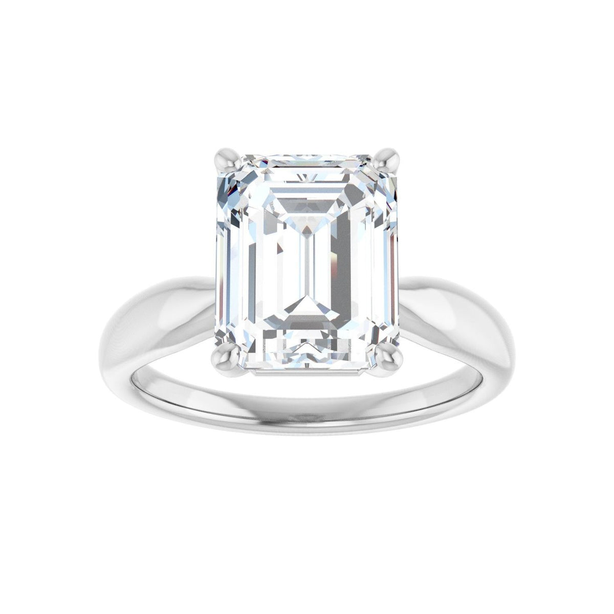Sapphire Row Lab-Grown Emerald-Cut Diamond Low-Profile Solitaire Engagement Ring - 14K White Gold, 3 3/4 ctw (view 3)
