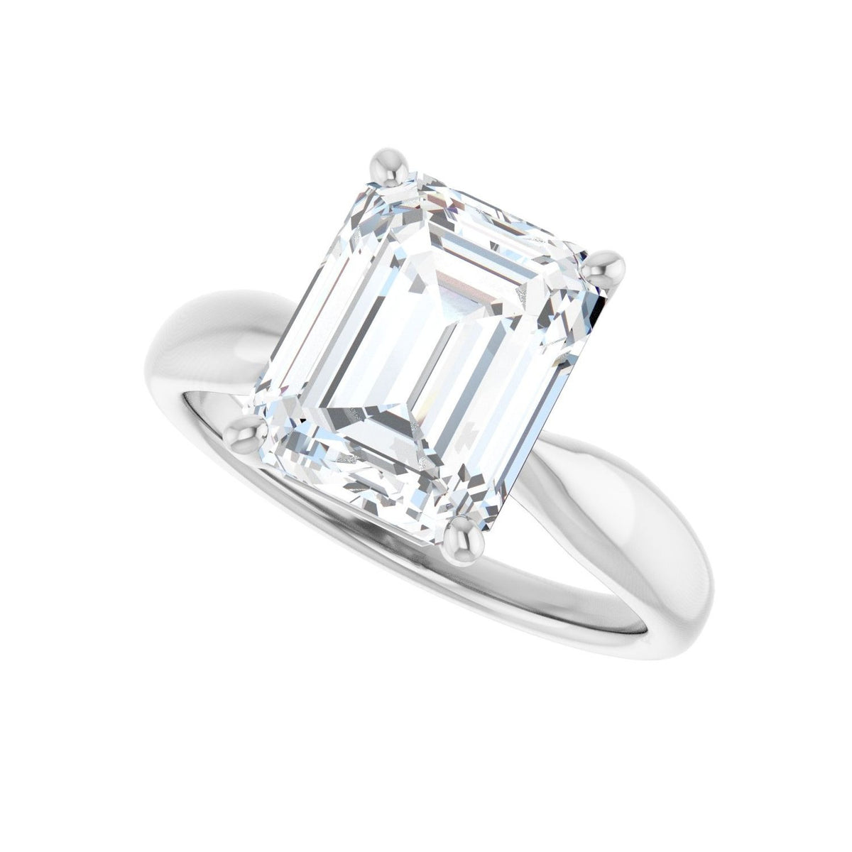 Sapphire Row Lab-Grown Emerald-Cut Diamond Low-Profile Solitaire Engagement Ring - 14K White Gold, 3 3/4 ctw (view 5)