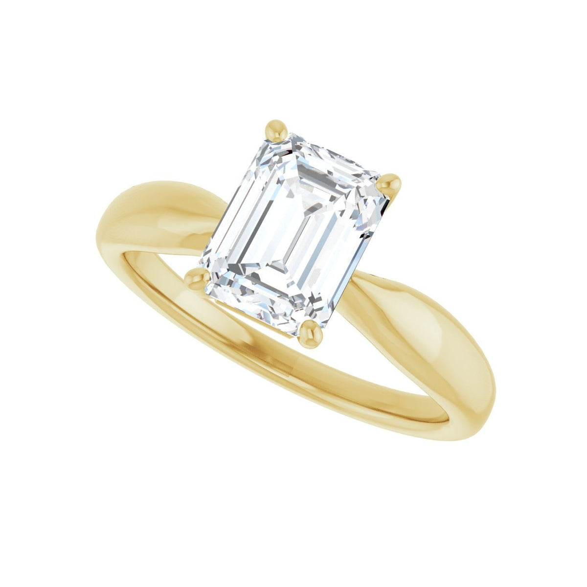 Sapphire Row Lab-Grown Emerald-Cut Diamond Low-Profile Solitaire Engagement Ring - 14K Yellow Gold, 1 3/4 ctw (view 5)