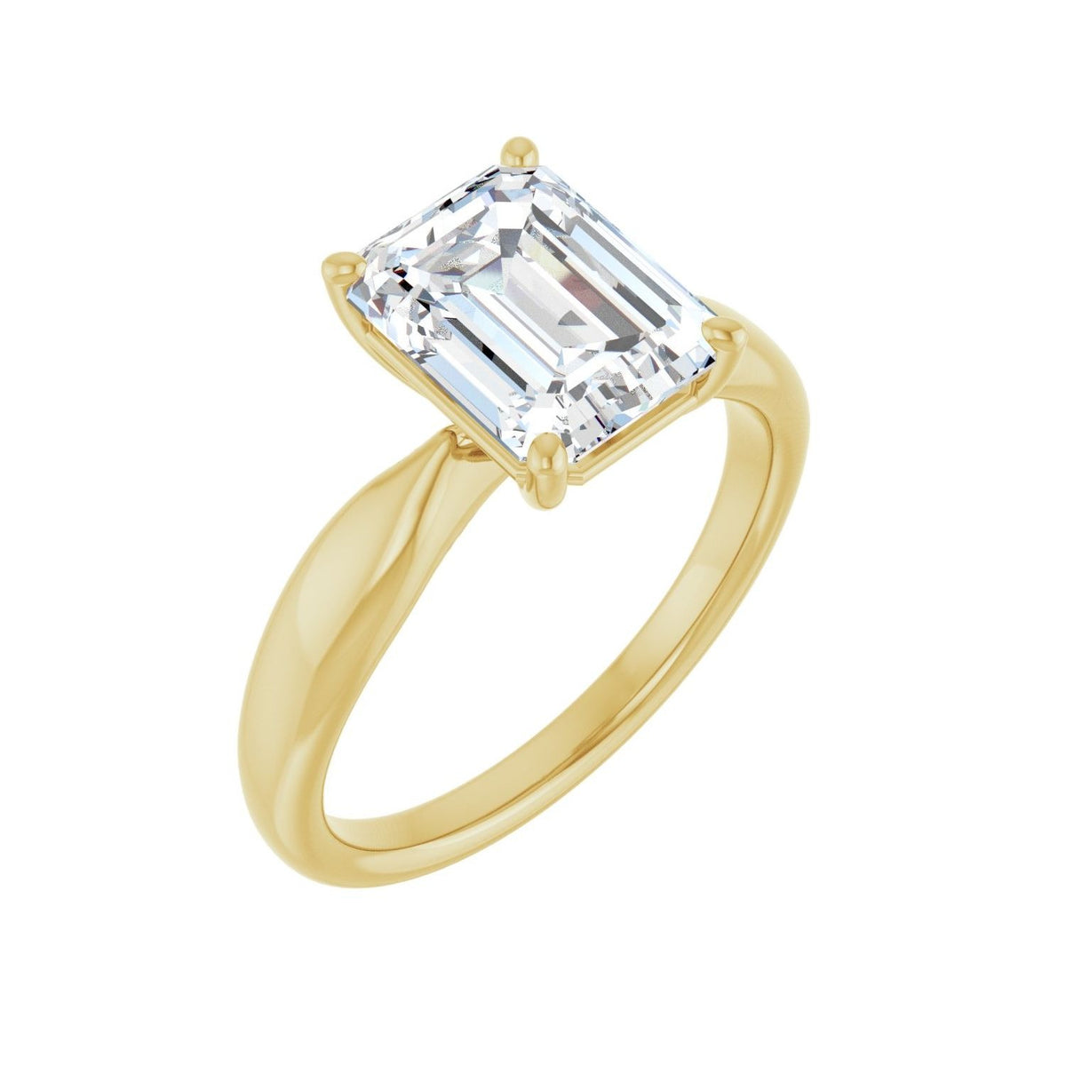 Sapphire Row Lab-Grown Emerald-Cut Diamond Low-Profile Solitaire Engagement Ring - 14K Yellow Gold, 2 1/2 ctw