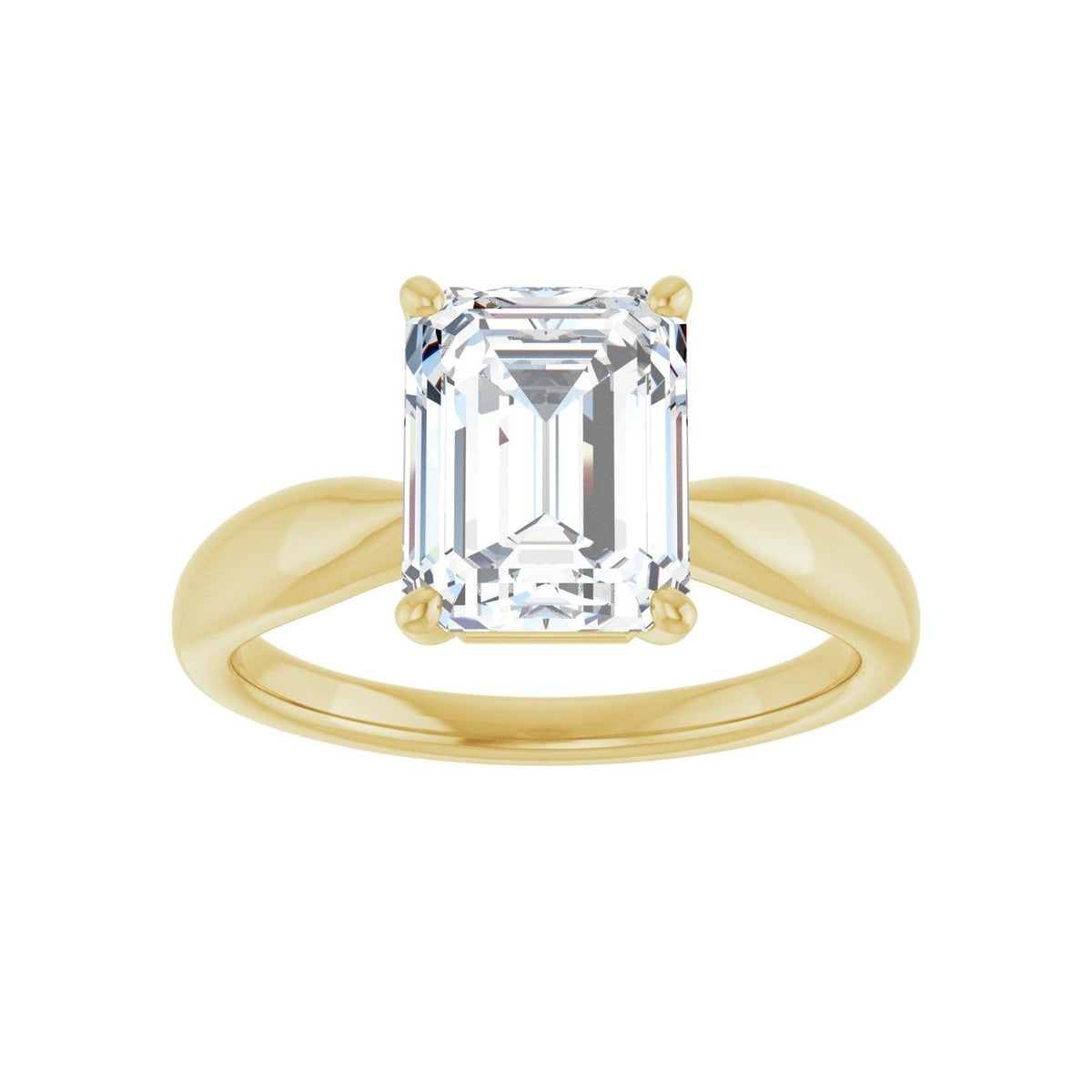 Sapphire Row Lab-Grown Emerald-Cut Diamond Low-Profile Solitaire Engagement Ring - 14K Yellow Gold, 2 1/2 ctw (view 3)
