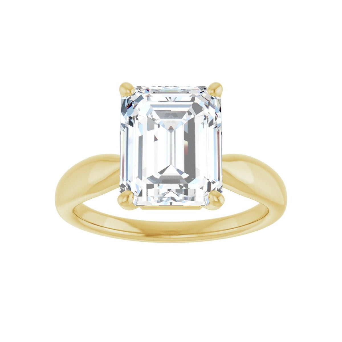 Sapphire Row Lab-Grown Emerald-Cut Diamond Low-Profile Solitaire Engagement Ring - 14K Yellow Gold, 3 3/4 ctw (view 3)