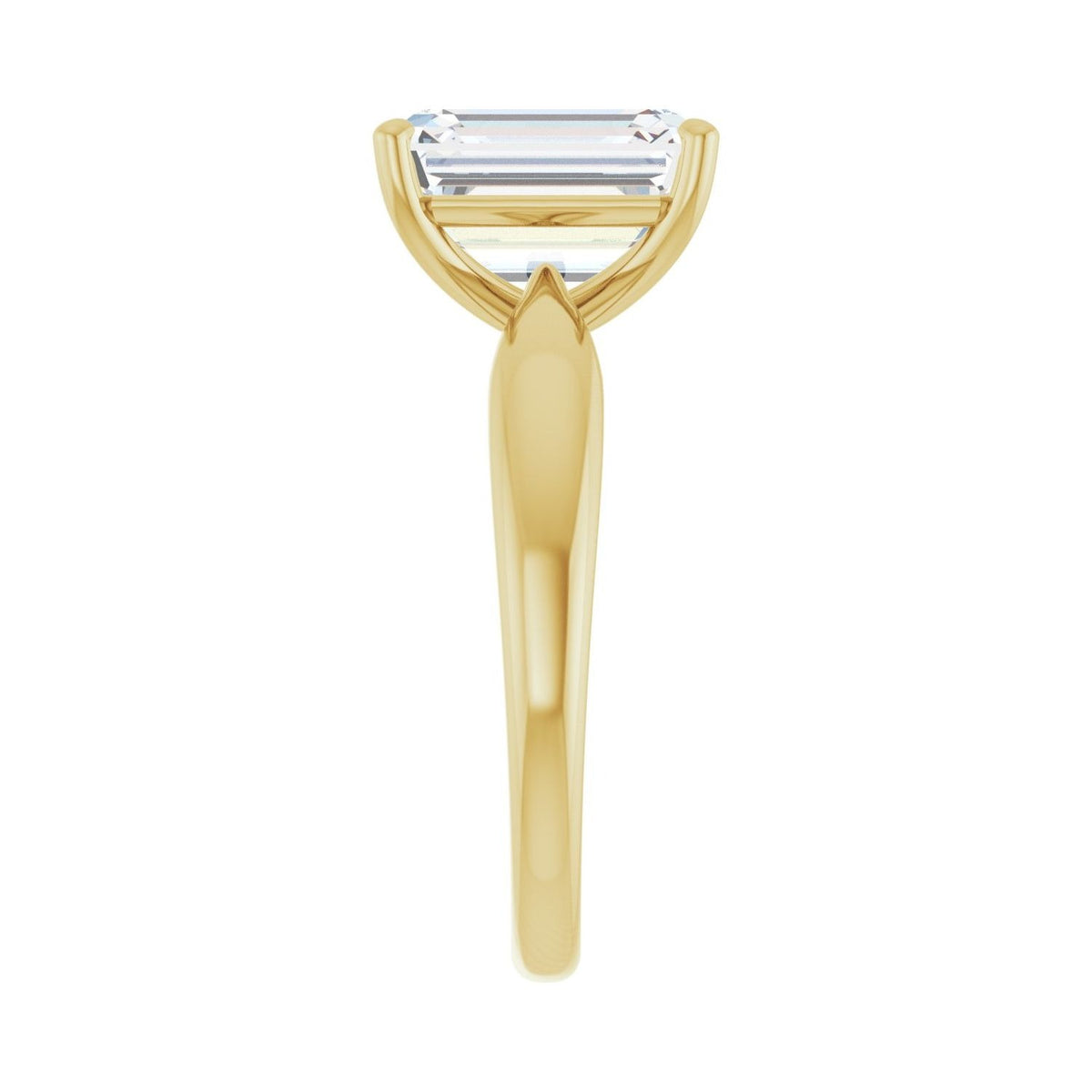 Sapphire Row Lab-Grown Emerald-Cut Diamond Low-Profile Solitaire Engagement Ring - 14K Yellow Gold, 3 3/4 ctw (view 4)
