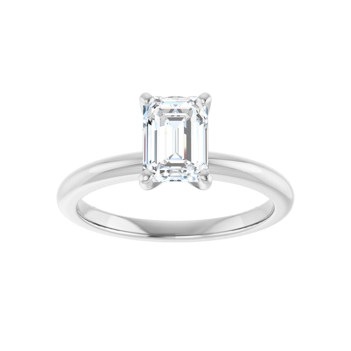 Sapphire Row Lab-Grown Emerald-Cut Diamond Solitaire Engagement Ring - 14K White Gold, 1 1/4 ctw (view 3)