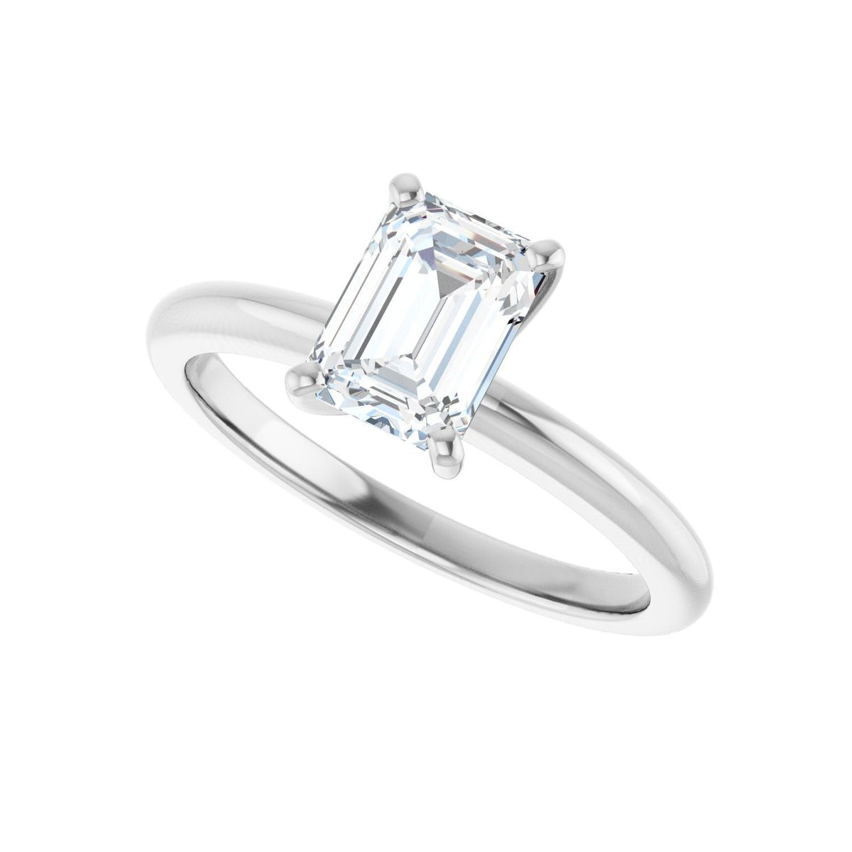 Sapphire Row Lab-Grown Emerald-Cut Diamond Solitaire Engagement Ring - 14K White Gold, 1 1/4 ctw (view 5)