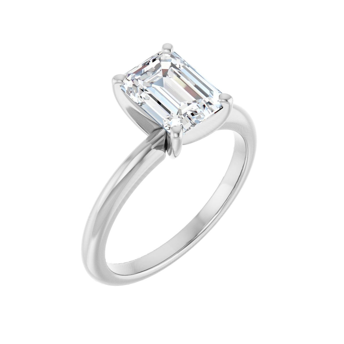 Sapphire Row Lab-Grown Emerald-Cut Diamond Solitaire Engagement Ring - 14K White Gold, 1 3/4 ctw
