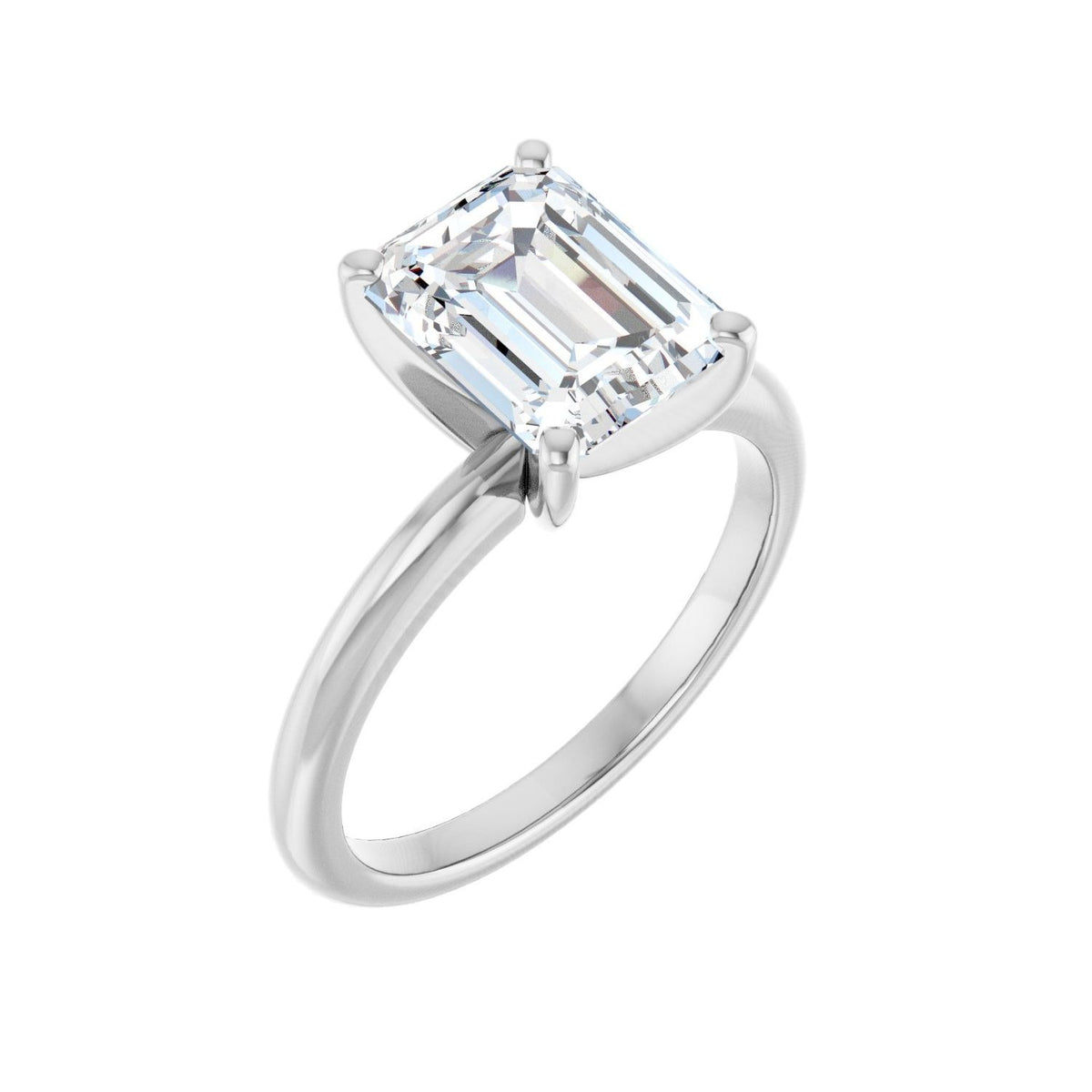 Sapphire Row Lab-Grown Emerald-Cut Diamond Solitaire Engagement Ring - 14K White Gold, 2 1/2 ctw