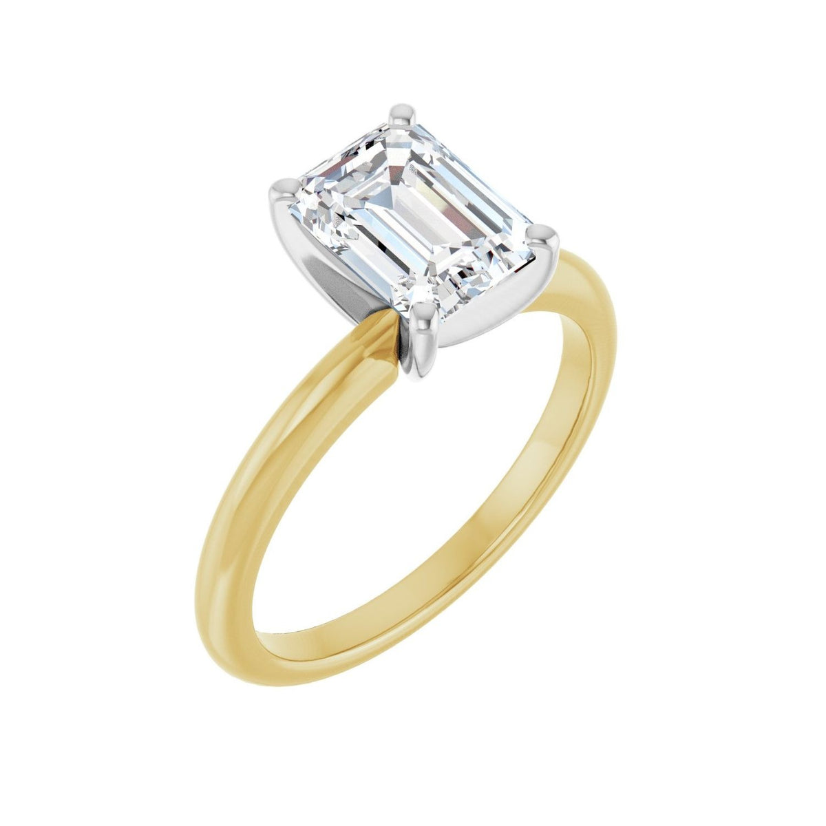 Sapphire Row Lab-Grown Emerald-Cut Diamond Solitaire Engagement Ring - 14K Yellow & White Gold, 1 3/4 ctw
