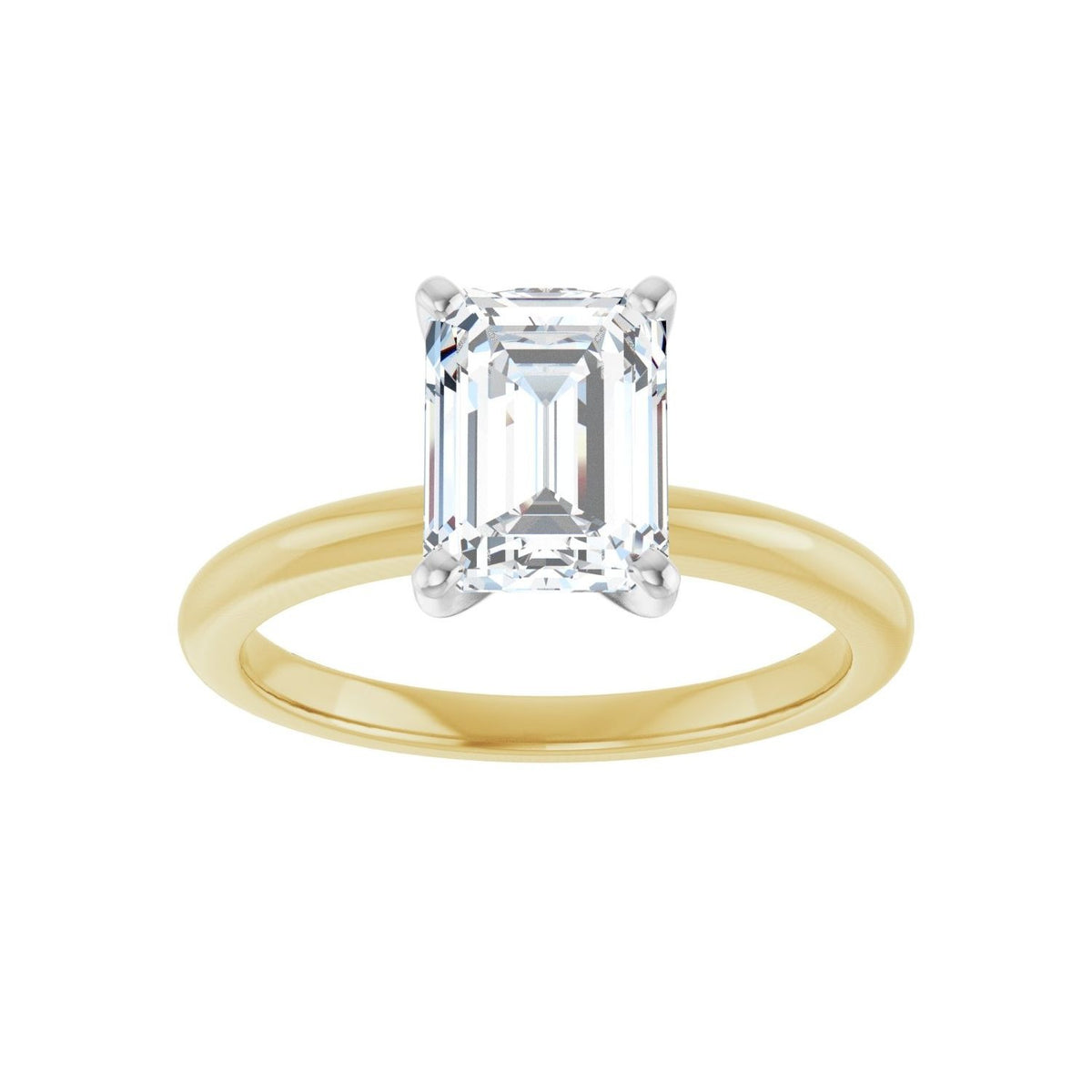 Sapphire Row Lab-Grown Emerald-Cut Diamond Solitaire Engagement Ring - 14K Yellow & White Gold, 1 3/4 ctw (view 3)