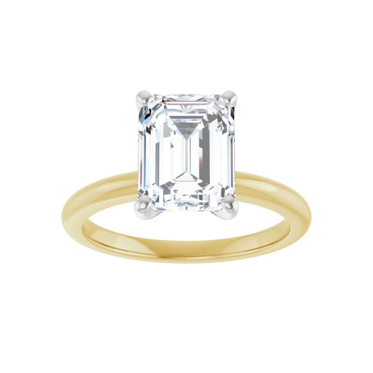 Sapphire Row Lab-Grown Emerald-Cut Diamond Solitaire Engagement Ring - 14K Yellow & White Gold, 2 1/2 ctw (view 3)