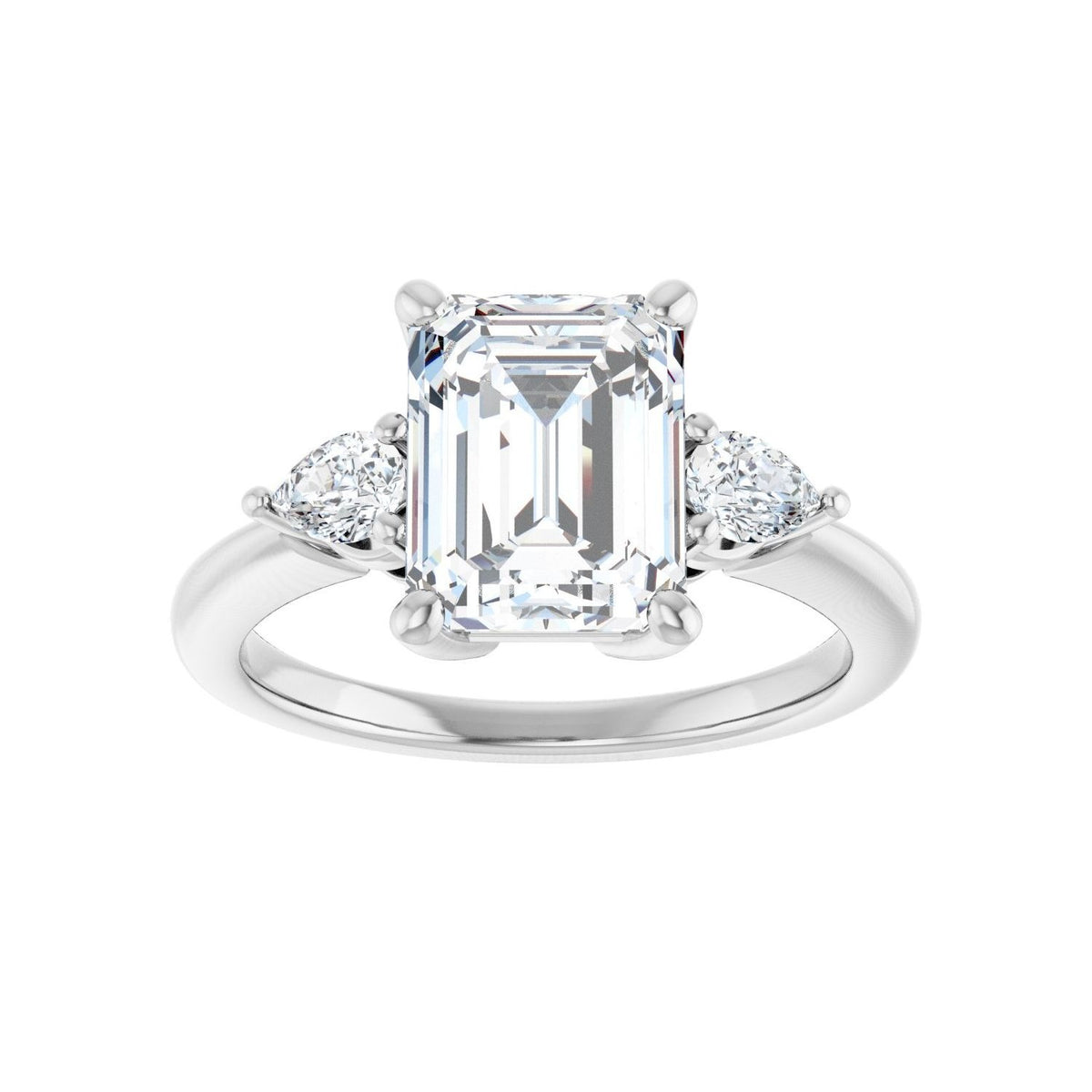 Sapphire Row Lab-Grown Emerald-Cut Diamond Three-Stone Engagement Ring - 14K White Gold, 2 3/4 ctw (view 3)