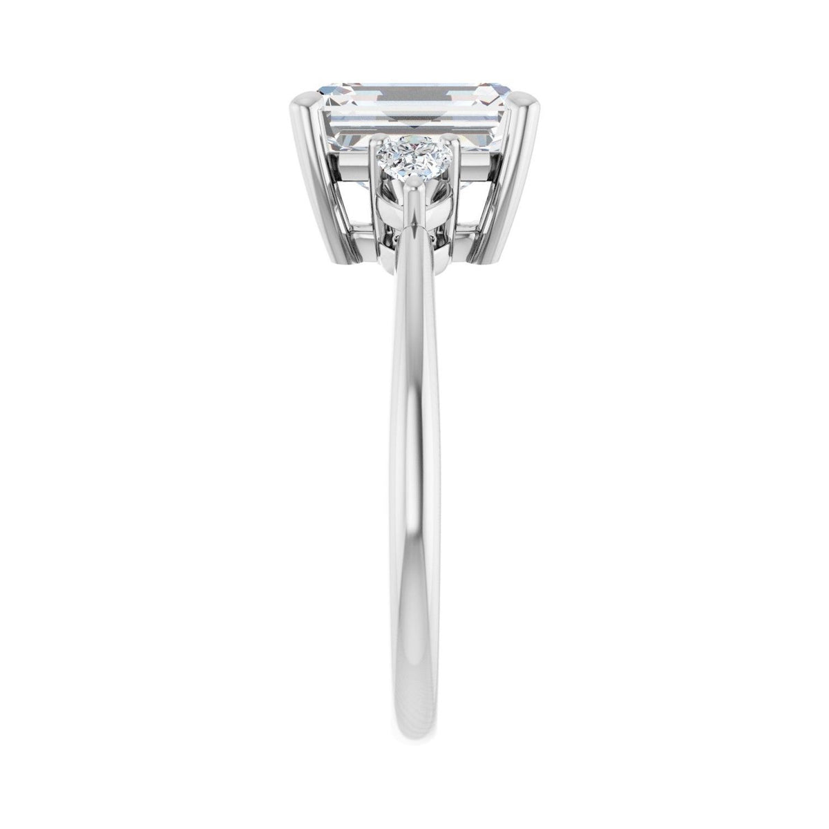 Sapphire Row Lab-Grown Emerald-Cut Diamond Three-Stone Engagement Ring - 14K White Gold, 2 3/4 ctw (view 4)