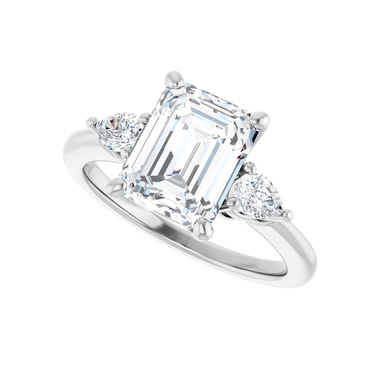 Sapphire Row Lab-Grown Emerald-Cut Diamond Three-Stone Engagement Ring - 14K White Gold, 2 3/4 ctw (view 5)