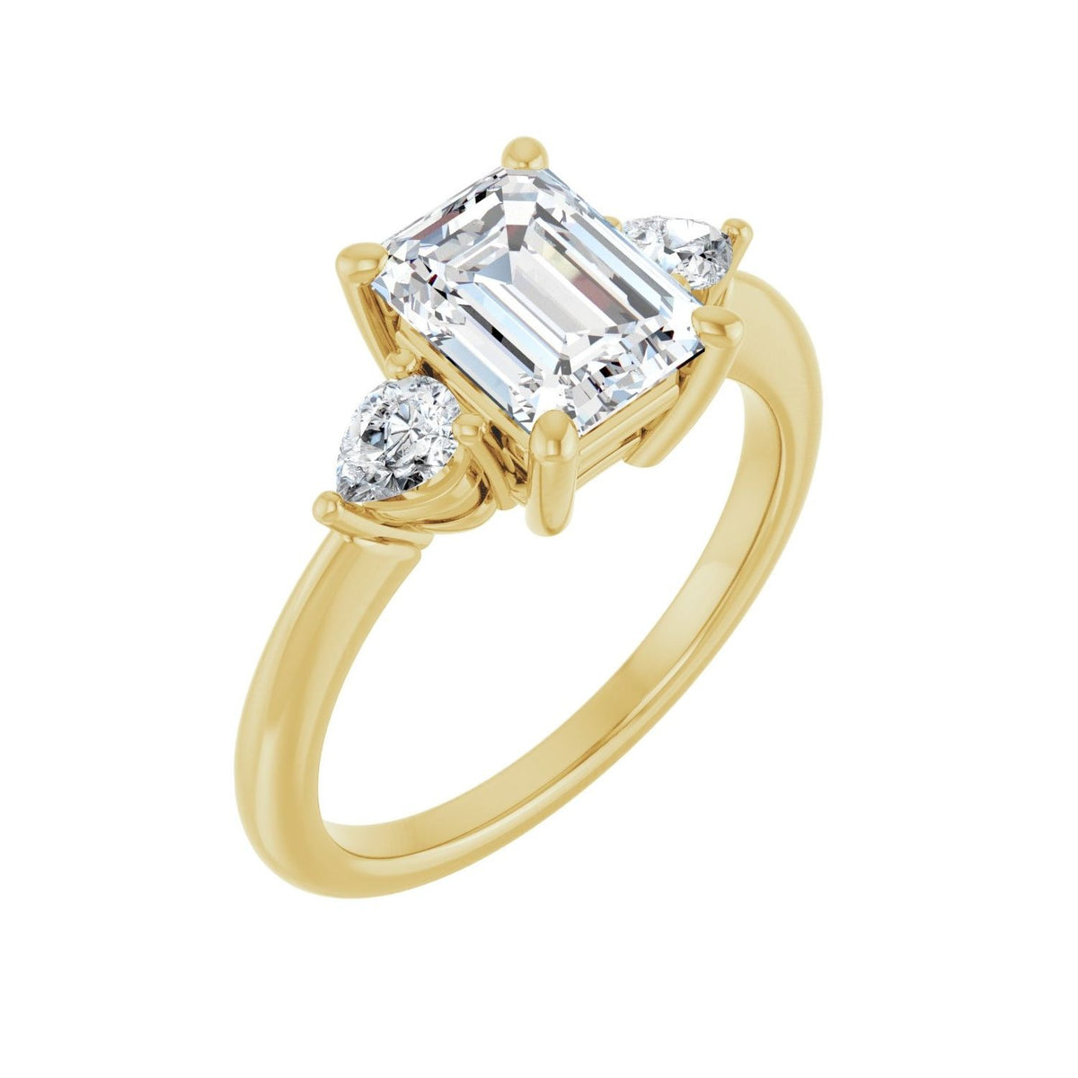 Sapphire Row Lab-Grown Emerald-Cut Diamond Three-Stone Engagement Ring - 14K Yellow Gold, 2 ctw