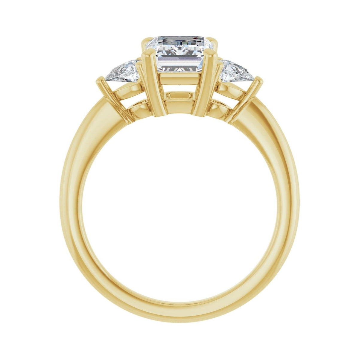 Sapphire Row Lab-Grown Emerald-Cut Diamond Three-Stone Engagement Ring - 14K Yellow Gold, 2 ctw (view 2)