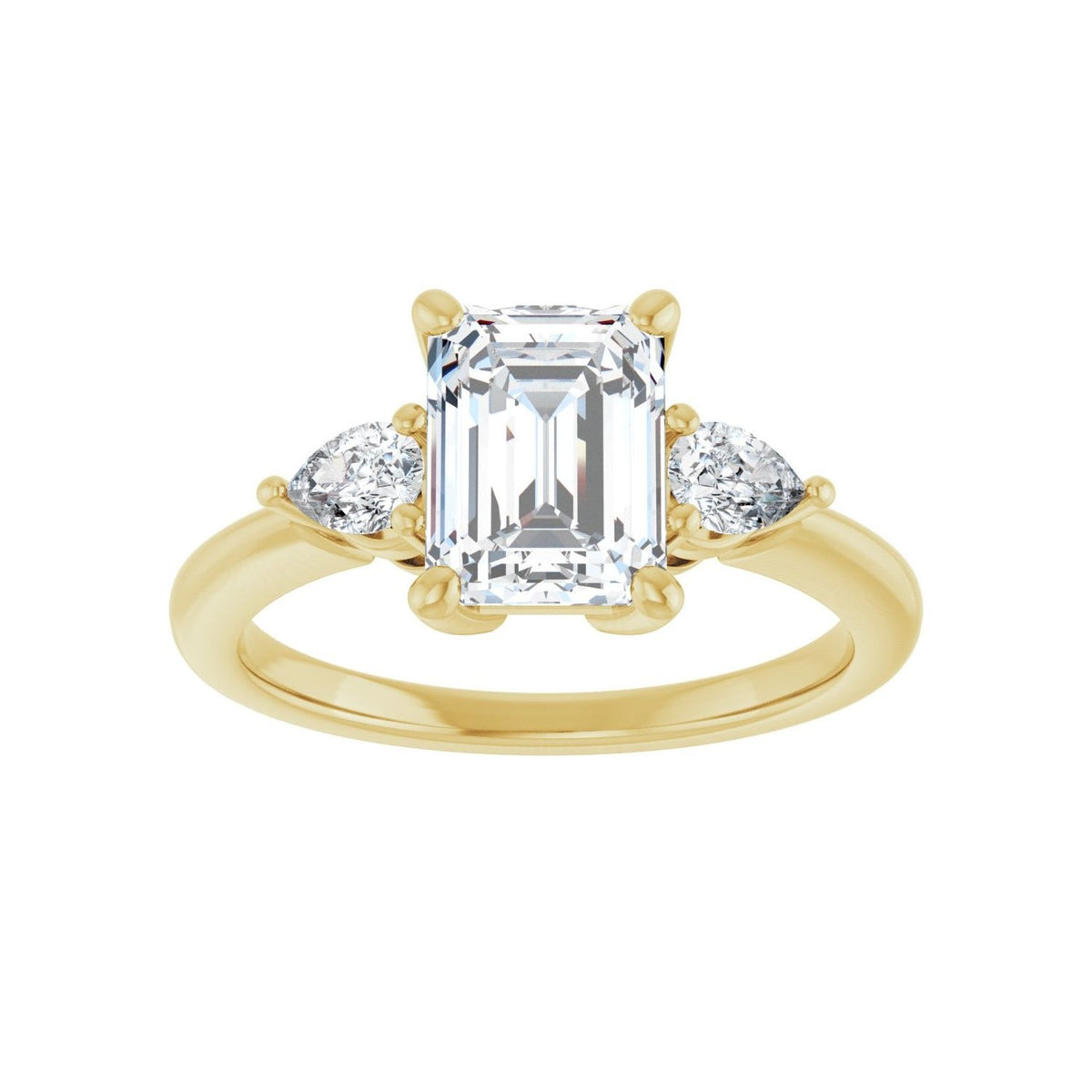 Sapphire Row Lab-Grown Emerald-Cut Diamond Three-Stone Engagement Ring - 14K Yellow Gold, 2 ctw (view 3)