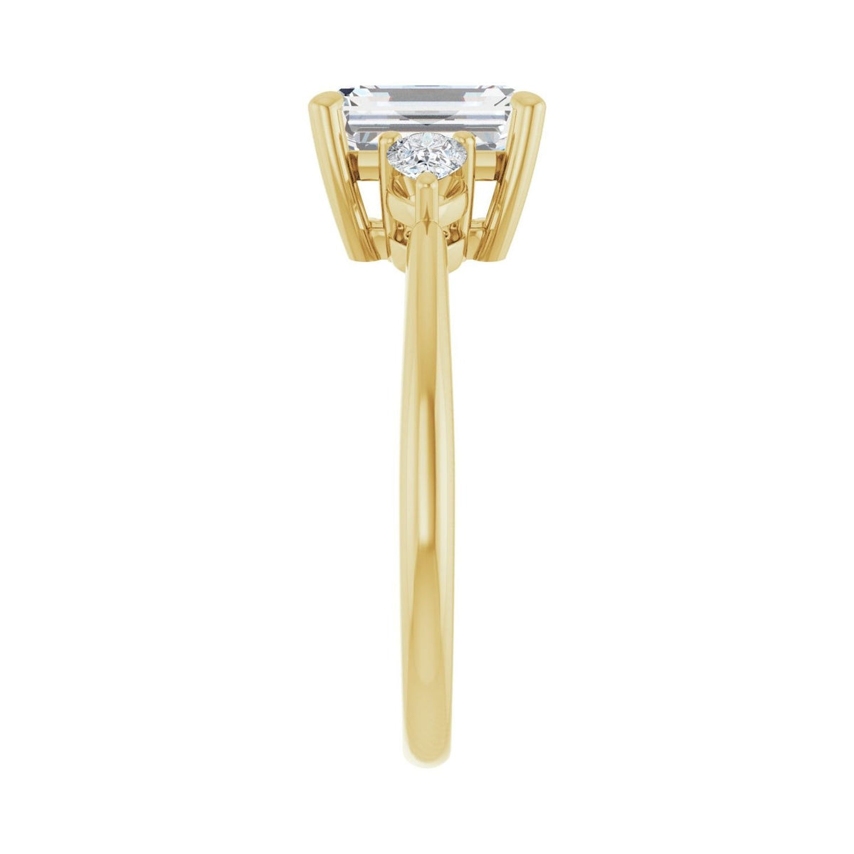 Sapphire Row Lab-Grown Emerald-Cut Diamond Three-Stone Engagement Ring - 14K Yellow Gold, 2 ctw (view 4)
