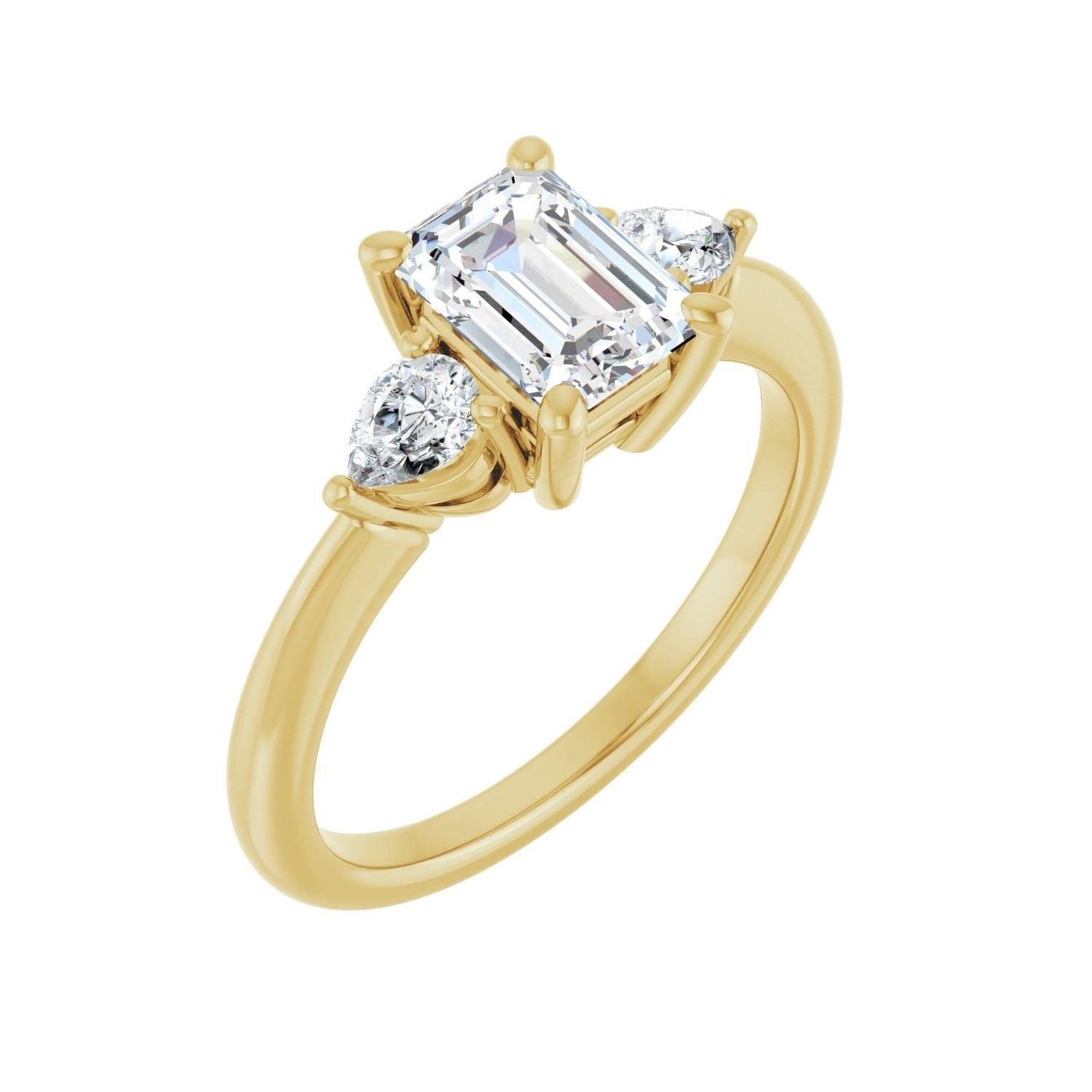 Sapphire Row Lab-Grown Emerald-Cut Diamond Three-Stone Engagement Ring - 14K Yellow Gold, 1 1/2 ctw