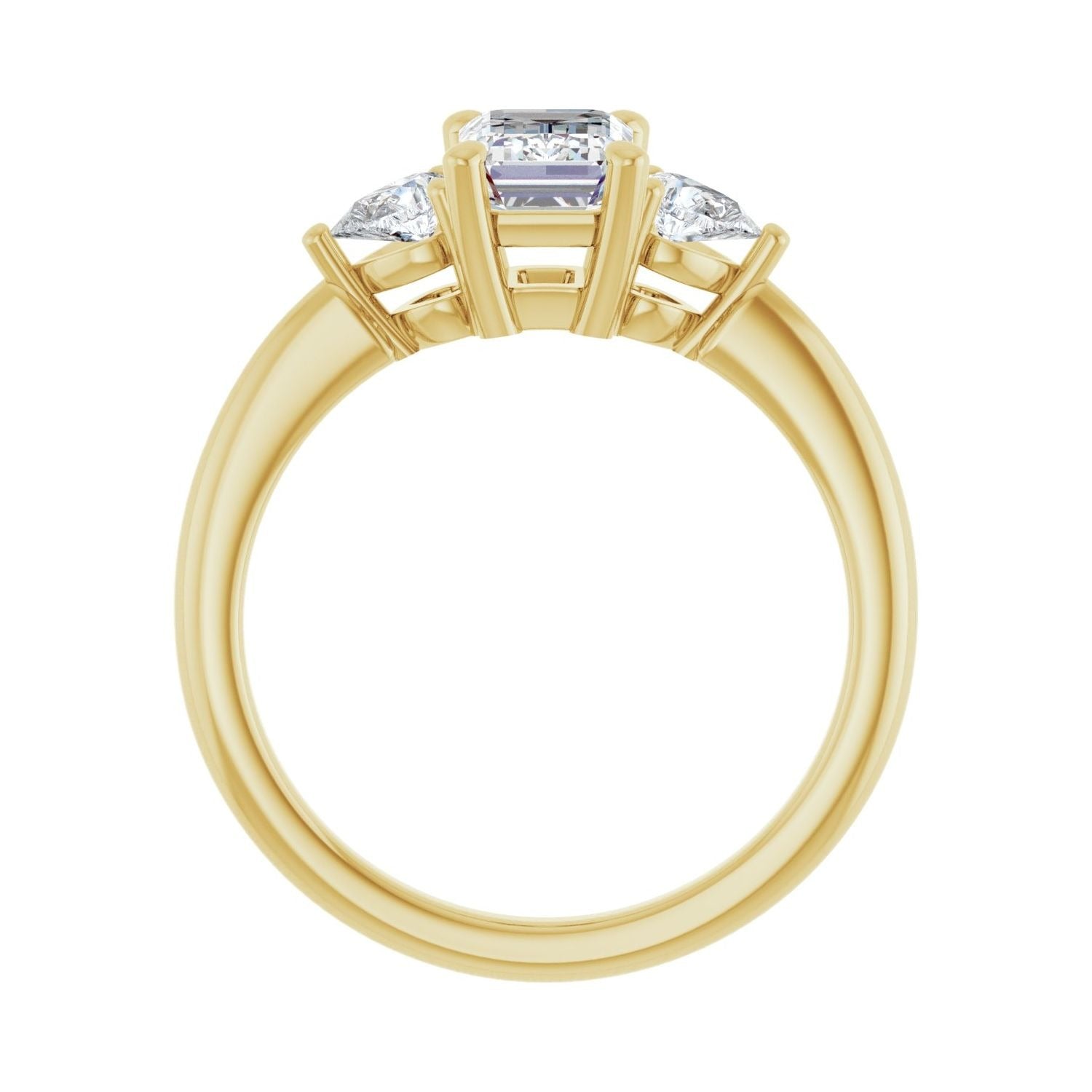 Sapphire Row Lab-Grown Emerald-Cut Diamond Three-Stone Engagement Ring - 14K Yellow Gold, 1 1/2 ctw (view 2)
